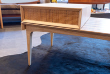 Load image into Gallery viewer, Restored Vintage Elm and Walnut Coffee Table with Moveable Drawer