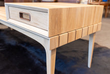 Load image into Gallery viewer, Restored Vintage Elm and Walnut Coffee Table with Moveable Drawer
