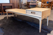 Load image into Gallery viewer, Restored Vintage Elm and Walnut Coffee Table with Moveable Drawer