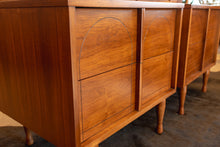 Load image into Gallery viewer, Restored Vintage Walnut Bedside Table Pair