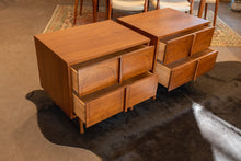 Load image into Gallery viewer, Restored Vintage Walnut Bedside Table Pair