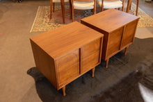 Load image into Gallery viewer, Restored Vintage Walnut Bedside Table Pair