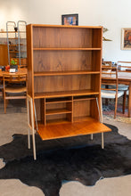 Load image into Gallery viewer, Vintage Teak Bookshelf/Secretary Desk on White Oak Legs