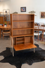 Load image into Gallery viewer, Vintage Teak Bookshelf/Secretary Desk on White Oak Legs