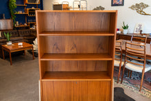 Load image into Gallery viewer, Vintage Teak Bookshelf/Secretary Desk on White Oak Legs