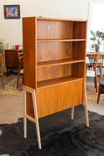 Load image into Gallery viewer, Vintage Teak Bookshelf/Secretary Desk on White Oak Legs