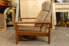 Load image into Gallery viewer, Tall Back Upholstered Chair with Teak Frame