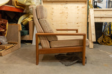 Load image into Gallery viewer, Tall Back Upholstered Chair with Teak Frame