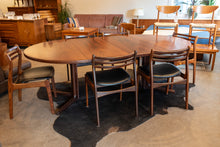Load image into Gallery viewer, Vintage Round Gudme Rosewood Dining Table with two Leaves and Six Rosewood Chairs