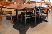 Load image into Gallery viewer, Vintage Round Gudme Rosewood Dining Table with two Leaves and Six Rosewood Chairs