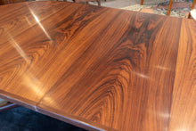 Load image into Gallery viewer, Vintage Round Gudme Rosewood Dining Table with two Leaves and Six Rosewood Chairs