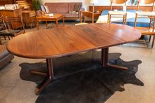 Load image into Gallery viewer, Vintage Round Gudme Rosewood Dining Table with two Leaves and Six Rosewood Chairs
