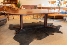 Load image into Gallery viewer, Vintage Round Gudme Rosewood Dining Table with two Leaves and Six Rosewood Chairs