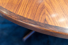 Load image into Gallery viewer, Vintage Round Gudme Rosewood Dining Table with two Leaves and Six Rosewood Chairs