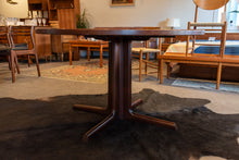 Load image into Gallery viewer, Vintage Round Gudme Rosewood Dining Table with two Leaves and Six Rosewood Chairs