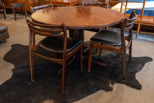 Load image into Gallery viewer, Vintage Round Gudme Rosewood Dining Table with two Leaves and Six Rosewood Chairs