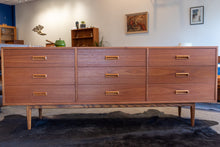 Load image into Gallery viewer, Vintage Teak Nine Drawer Dresser