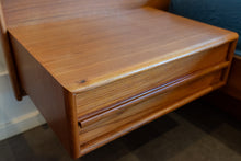 Load image into Gallery viewer, Vintage Queen Teak Platform Bed with Floating Night Stands