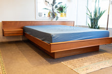 Load image into Gallery viewer, Vintage Queen Teak Platform Bed with Floating Night Stands