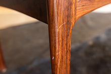 Load image into Gallery viewer, Vintage Round Gudme Rosewood Dining Table with two Leaves and Six Rosewood Chairs
