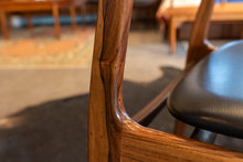 Load image into Gallery viewer, Vintage Round Gudme Rosewood Dining Table with two Leaves and Six Rosewood Chairs