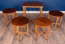 Load image into Gallery viewer, Set of Five Vintage Teak Hanging Nesting Tables