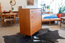 Load image into Gallery viewer, Vintage Teak Five Drawer Dresser