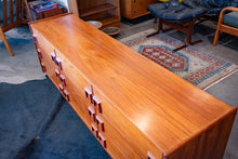 Load image into Gallery viewer, Vintage Teak Nine Drawer Dresser with Square Pulls