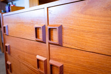 Load image into Gallery viewer, Vintage Teak Nine Drawer Dresser with Square Pulls