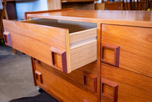 Load image into Gallery viewer, Vintage Teak Nine Drawer Dresser with Square Pulls
