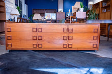 Load image into Gallery viewer, Vintage Teak Nine Drawer Dresser with Square Pulls