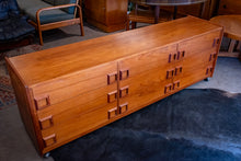 Load image into Gallery viewer, Vintage Teak Nine Drawer Dresser with Square Pulls
