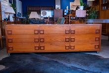 Load image into Gallery viewer, Vintage Teak Nine Drawer Dresser with Square Pulls