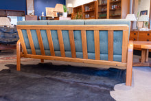 Load image into Gallery viewer, Restored Vintage Teak Framed Three Seater Sofa