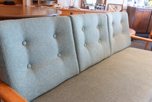 Load image into Gallery viewer, Restored Vintage Teak Framed Three Seater Sofa