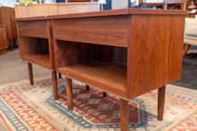 Load image into Gallery viewer, Vintage Teak Bedside Tables Pair with Drawers