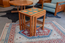 Load image into Gallery viewer, Vintage Teak Nesting Tables with Colourful Tile Inlays
