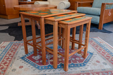 Load image into Gallery viewer, Vintage Teak Nesting Tables with Colourful Tile Inlays
