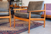 Load image into Gallery viewer, Vintage Teak Arne Vodder Lounge Chair Pair in Brown Leather
