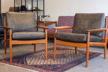 Load image into Gallery viewer, Vintage Teak Arne Vodder Lounge Chair Pair in Brown Leather
