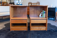 Load image into Gallery viewer, Vintage Danish Teak Bedside Table Pair