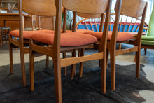 Load image into Gallery viewer, Vintage Reupholstered Teak Dining Chairs - Set of Four