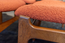 Load image into Gallery viewer, Vintage Reupholstered Teak Dining Chairs - Set of Four