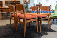 Load image into Gallery viewer, Vintage Reupholstered Teak Dining Chairs - Set of Four