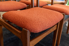 Load image into Gallery viewer, Vintage Reupholstered Teak Dining Chairs - Set of Four