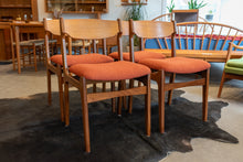 Load image into Gallery viewer, Vintage Reupholstered Teak Dining Chairs - Set of Four