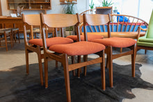 Load image into Gallery viewer, Vintage Reupholstered Teak Dining Chairs - Set of Four