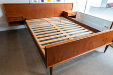 Load image into Gallery viewer, Vintage Teak Double Bed with Floating Night Stands