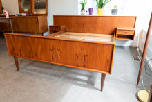 Load image into Gallery viewer, Vintage Teak Double Bed with Floating Night Stands