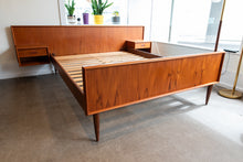 Load image into Gallery viewer, Vintage Teak Double Bed with Floating Night Stands